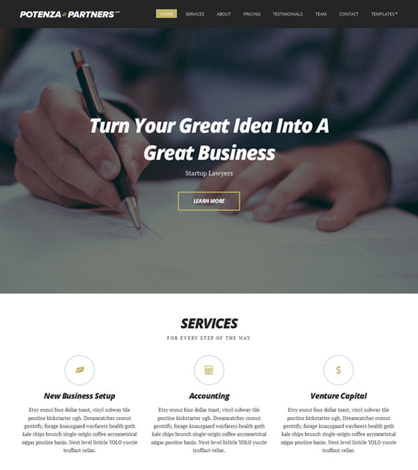 Download Potenza One Page WordPress Theme