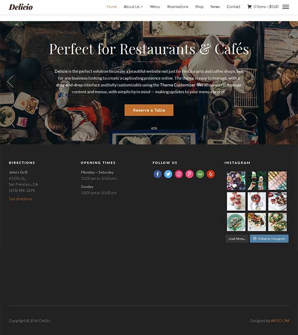 Download Delicio Theme Restaurants Coffee Shops