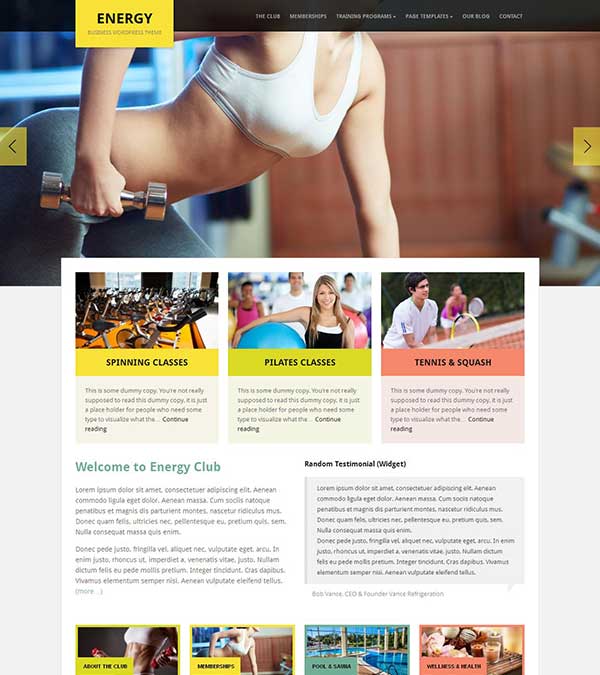 Energy Theme Health Fitness WordPress