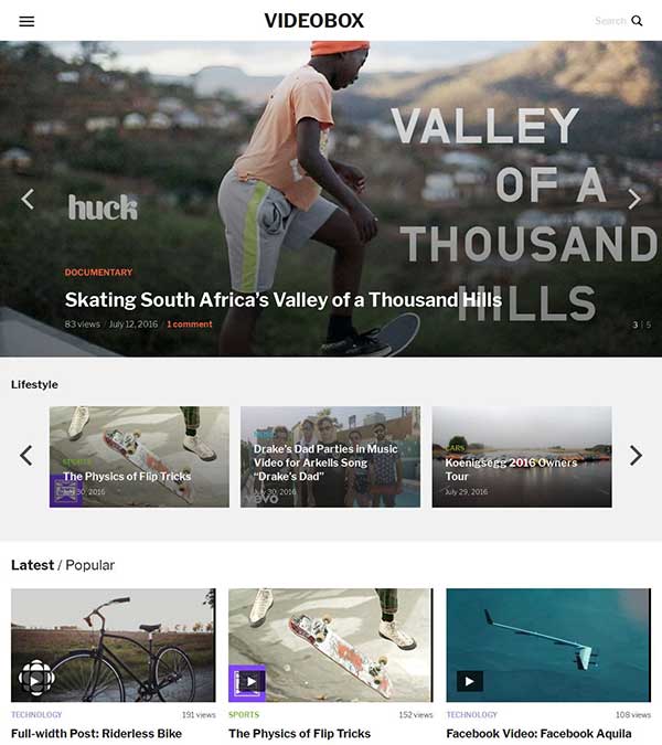 VideoBox Theme Magazine WordPress