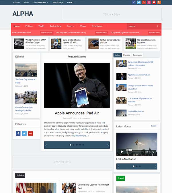 Alpha Magazine WordPress Theme