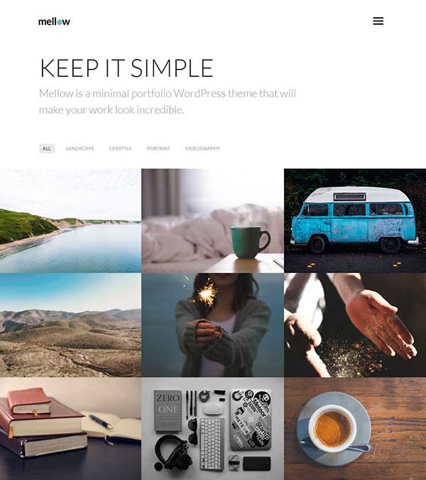 Mellow Minimal Portfolio WP Theme