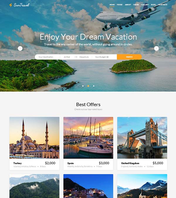 Download Sun Travel Agency Web Template