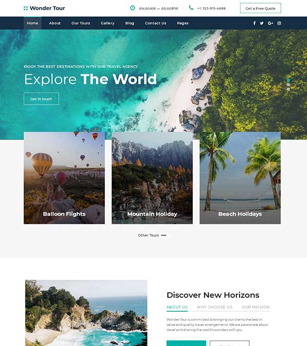 Wonder Tour Travel Agency Template