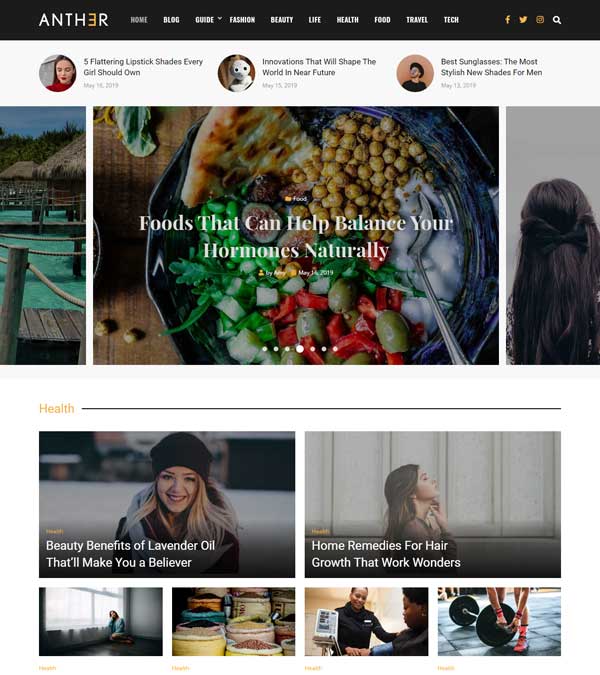 Download Anther News Magazine Blog Theme