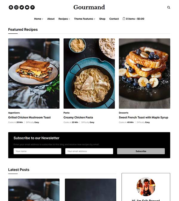 Gourmand Theme For Food Blogs