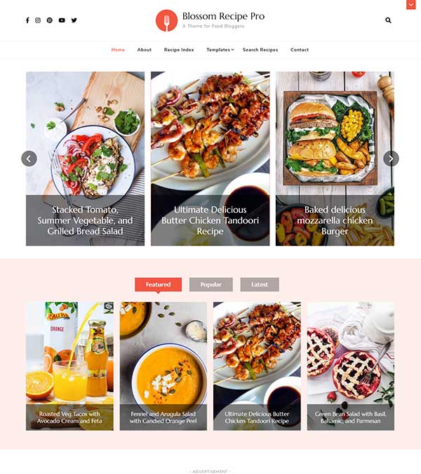 Download Blossom Recipe Pro [Food Blog] WP Theme