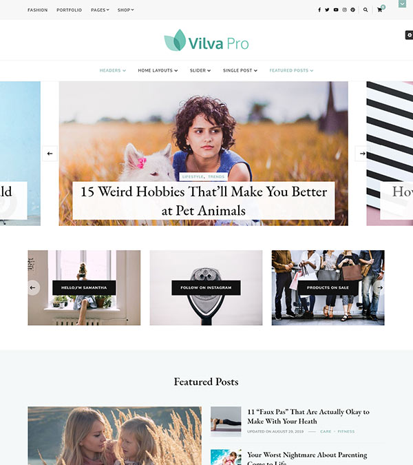 Vilva Pro Blogging WordPress Theme