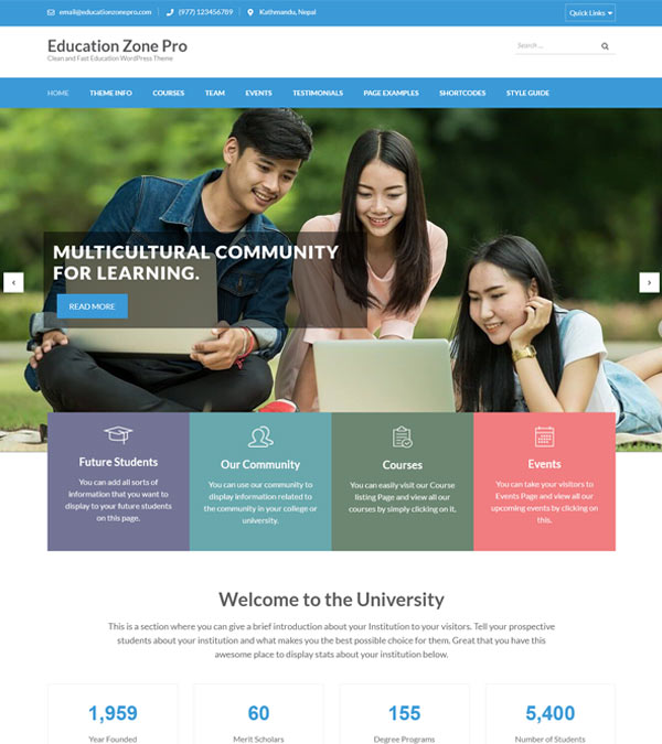 Download Education Zone Pro WordPress Theme