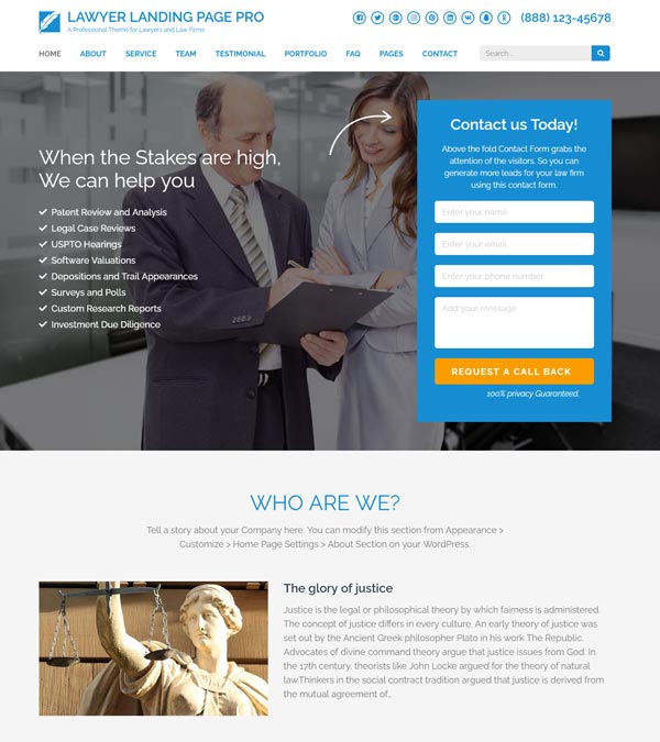 Download Lawyer Landing Page Pro WP Theme