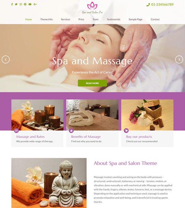 Spa and Salon Pro WordPress Theme