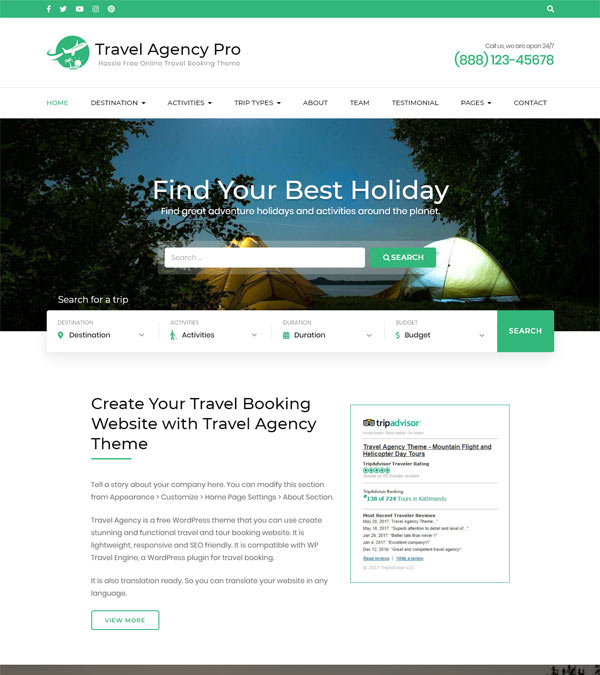 Download Travel Agency Pro WordPress Theme