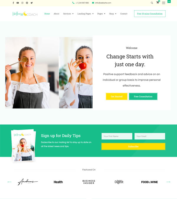 Download Wellness Coach Health Coaches Theme