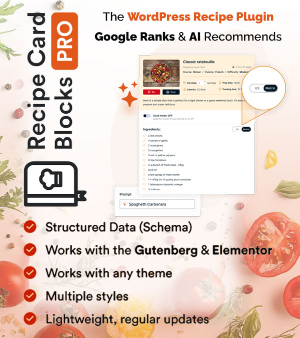Recipe Card Blocks Pro Plugin